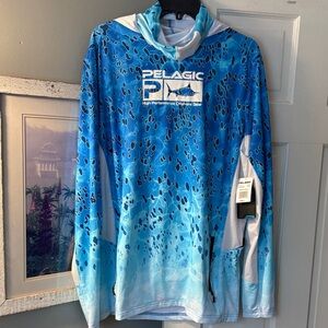 Pelagic large eco tech hooded offshore fishing shirt. NWT!!
